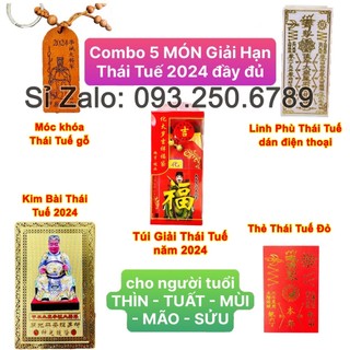 Combo thái tuế 5 món năm 2025: túi thái tuế - kim bài thái tuế - thẻ bài thái tuế - móc khóa