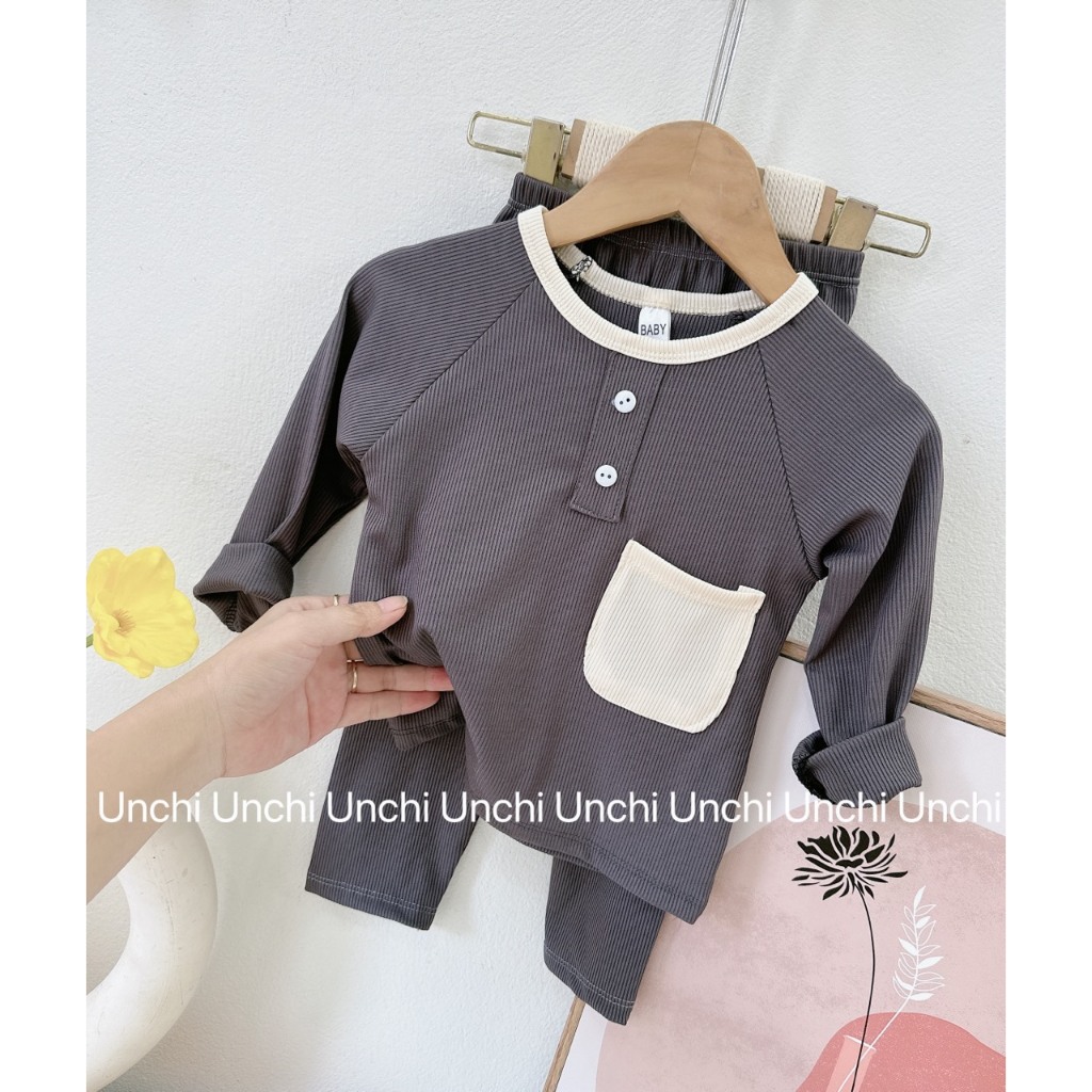 Bộ thun tăm dài tay hàng QC họa tiết siêu đẹp cho bé. bộ thun tăm mặc thu đông cho bé chất đẹp