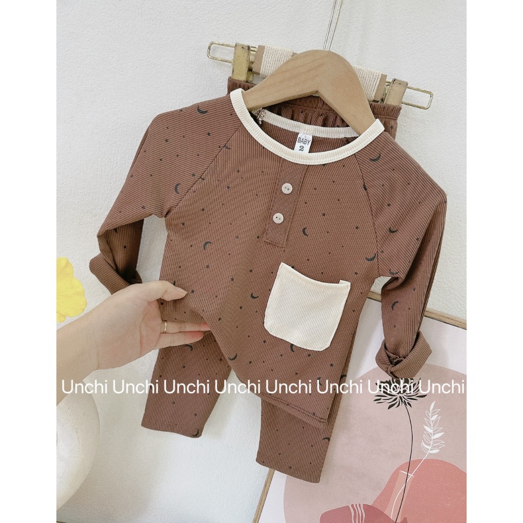 Bộ thun tăm dài tay hàng QC họa tiết siêu đẹp cho bé. bộ thun tăm mặc thu đông cho bé chất đẹp