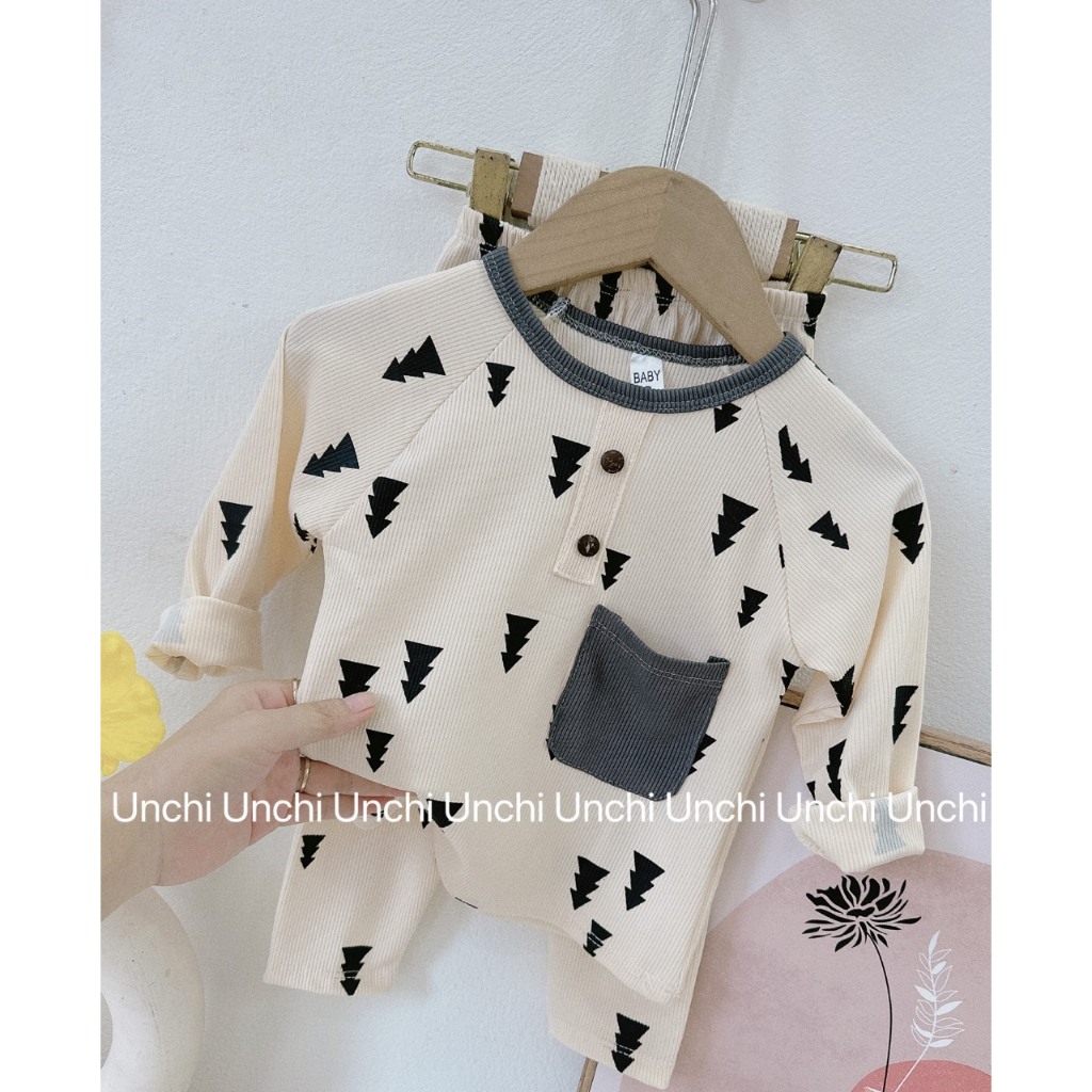 Bộ thun tăm dài tay hàng QC họa tiết siêu đẹp cho bé. bộ thun tăm mặc thu đông cho bé chất đẹp