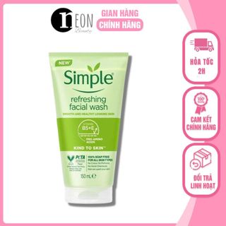 Sữa rửa mặt Simple refreshing facial wash gel 150ml giúp da sạch thoáng & không chứa xà phòng