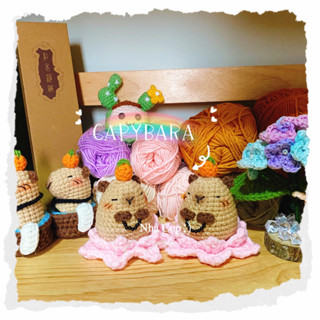  Móc khoá chuột lang nước ngồi hoa sen ngồi thiền tịnh tâm - Capybara sitting on a lotus flower 