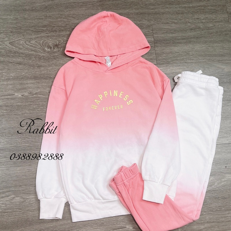 Bộ nỉ hồng loang màu