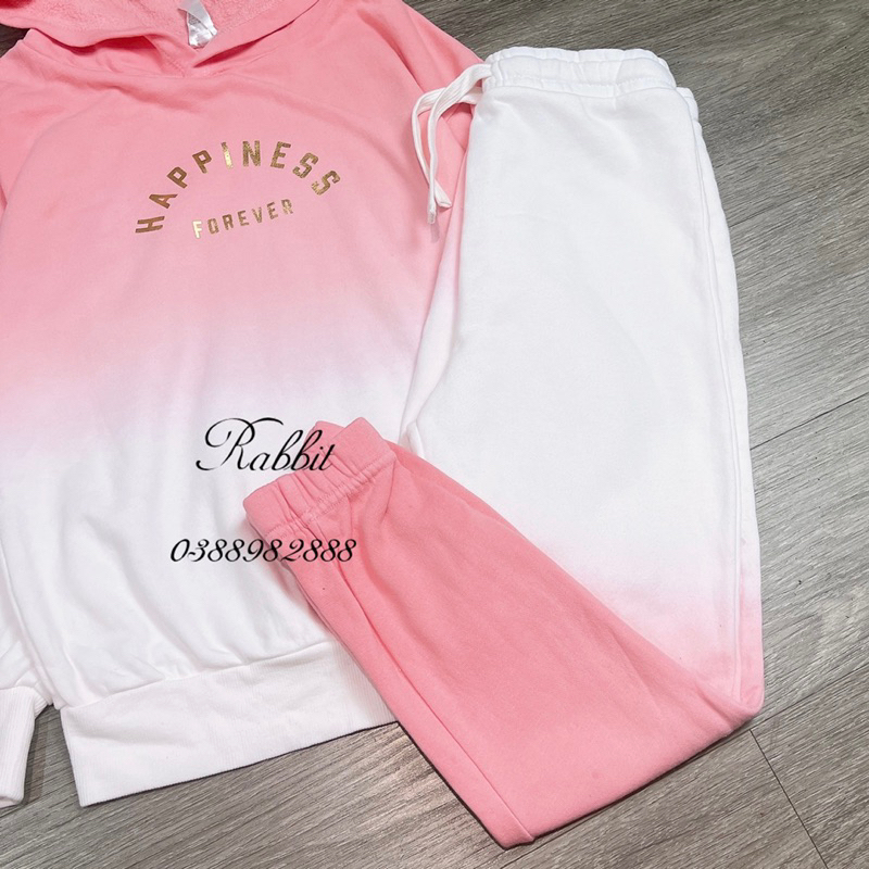 Bộ nỉ hồng loang màu