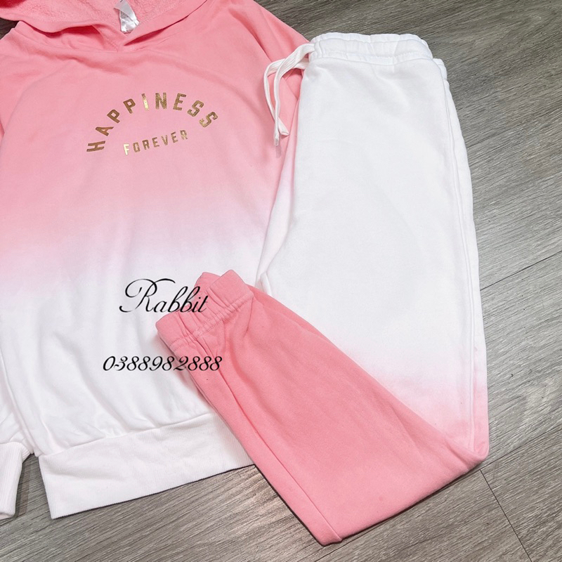 Bộ nỉ hồng loang màu