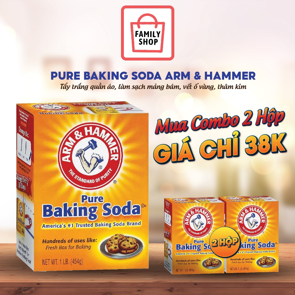 [Giao Hỏa Tốc] Baking Soda Arm & Hammer 454g Làm Sáng Răng, Tẩy Trắng Quần Áo An Toàn.