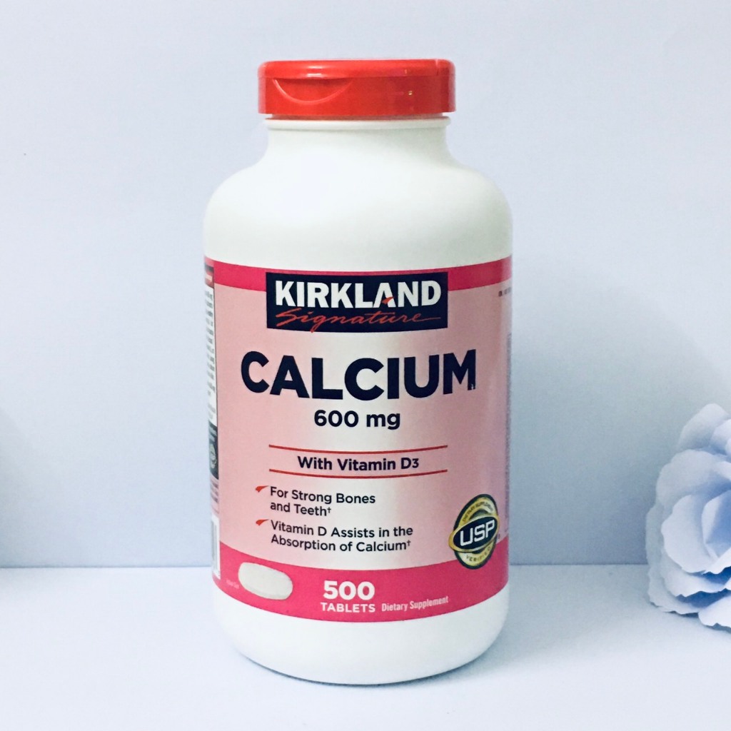 Hàng Mỹ Viên Uống Calcium KIRKLAND SIGNATURE 600 mg + Vitamin D3 400 I.U Chắc Khỏe Xương 500 V