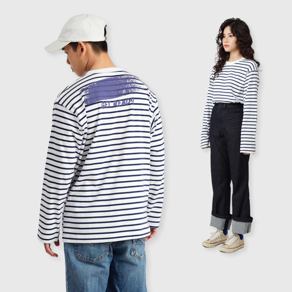 Get Ready long sleeves Purple print | MEMS Áo thun cotton nam nữ tay dài cổ tròn in thông điệp