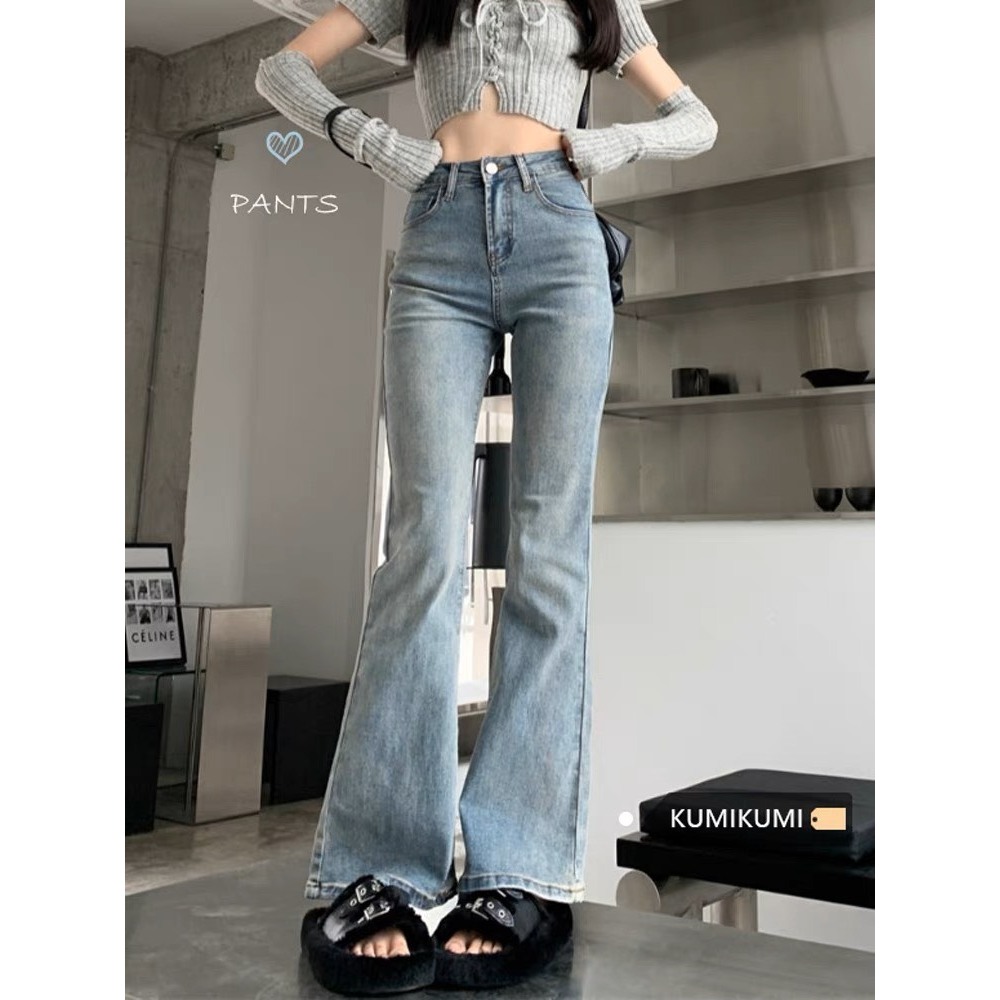 Quần jeans ống loe màu bạc hàng QCCC