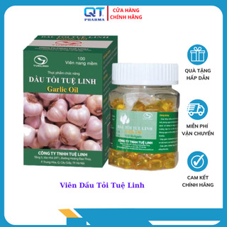 Dầu Tỏi Tuệ Linh Garlic Oil (Hộp 100 Viên) - Giúp Tăng Sức Đề Kháng, Phòng Đường Hô Hấp ,Giảm Mỡ Máu Kích thích tiêu hóa