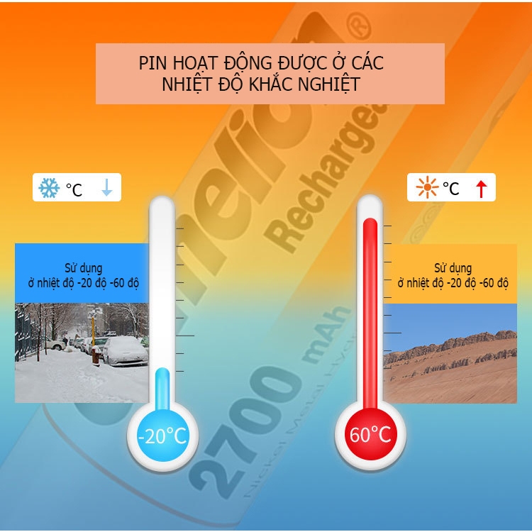 Combo 04 viên pin tiểu AA sạc Camelion 2700mAh, có thể thay thế pin 1,5V - Hàng chính hãng