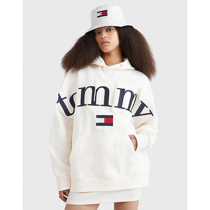 Hoodies Tommy trắng thêy logo