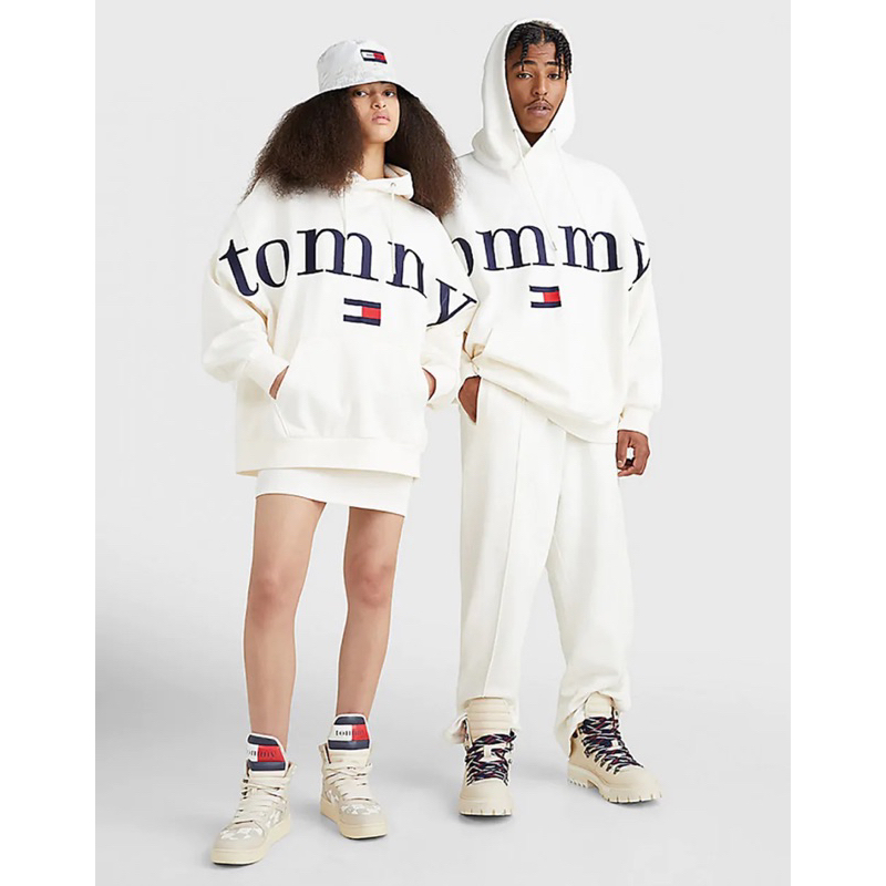 Hoodies Tommy trắng thêy logo