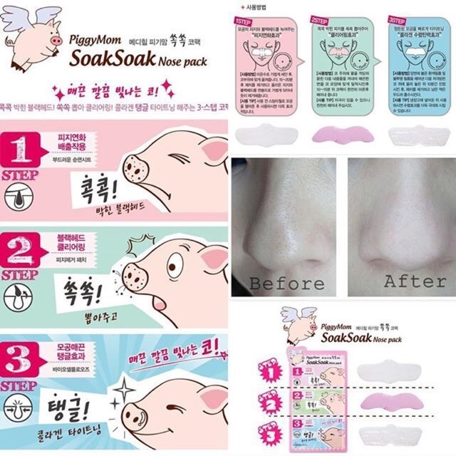 Miếng Dán Lột Mụn Mũi 3 Bước Mediheal PiggyMom Soak 6g