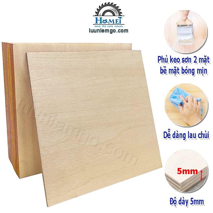Ván Ép Plywood Dày 5 Ly Phủ Keo Sơn 2 Mặt Đẹp. Làm Mô Hình - Decord Nhà - Cắt CNC Làm Nội thất, Mặt Ván Mịn Dể Vệ Sinh