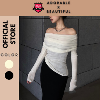 [Ảnh Thật] C4.2 Áo Len Trễ Vai Trắng Tay Dài Dày Dặn, Áo Dệt Kim Trắng Ôm Sang Trọng Ulzzang [AdorablexBeautiful]