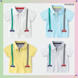 ÁO THUN PHÔNG CỔ TRỤ BÉ TRAI TRẺ EM 2,3,4,5,6 TUỔI GIÁ RẺ POLOKIDS IN HÌNH Ô TÔ ĐẸP 100% COTTON THOÁNG MÁT, MỂM MỊN
