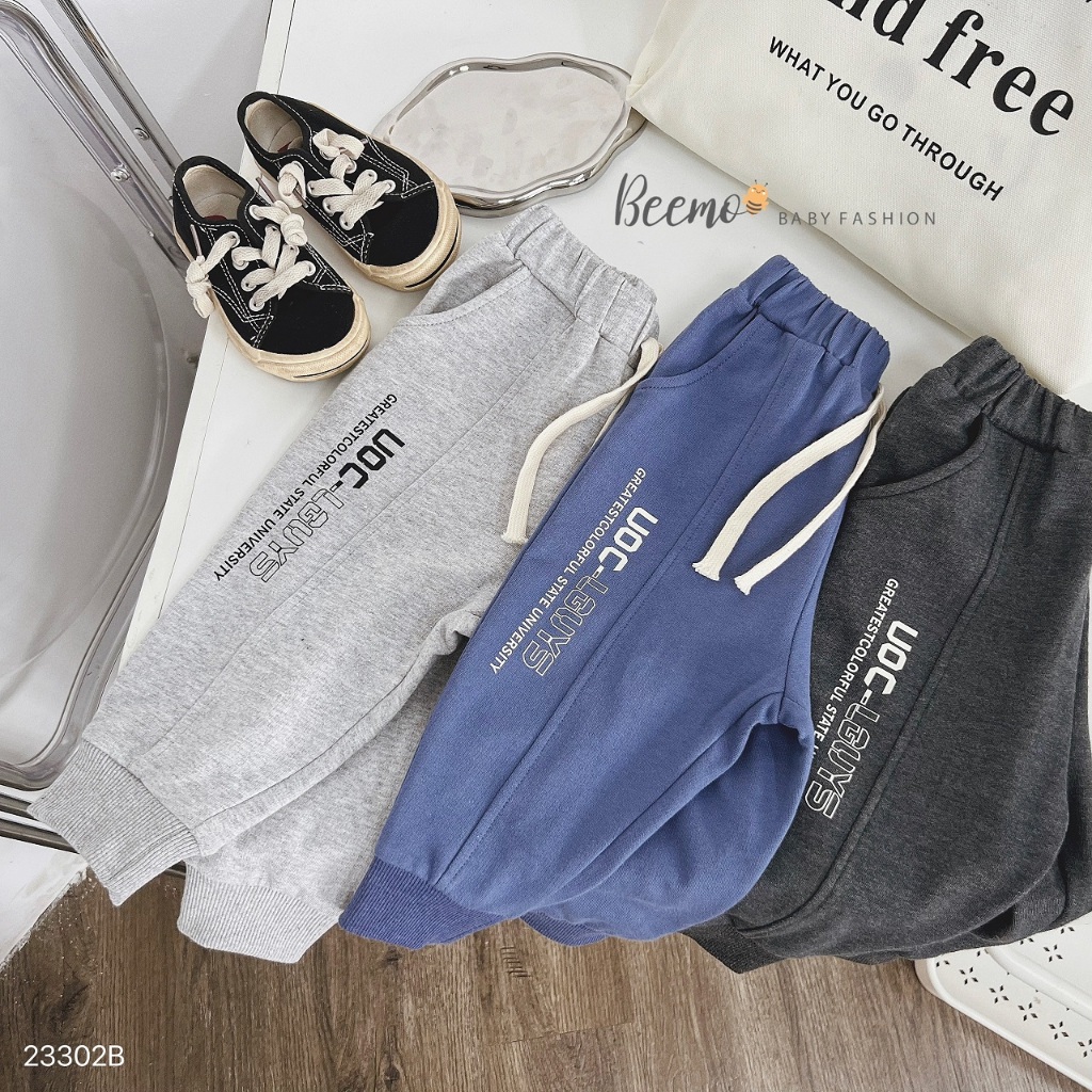 Bộ nỉ hoddie nỉ da cá in chữ unisex, bộ thu đông nỉ da cá kèm mũ trơn màu cho bé