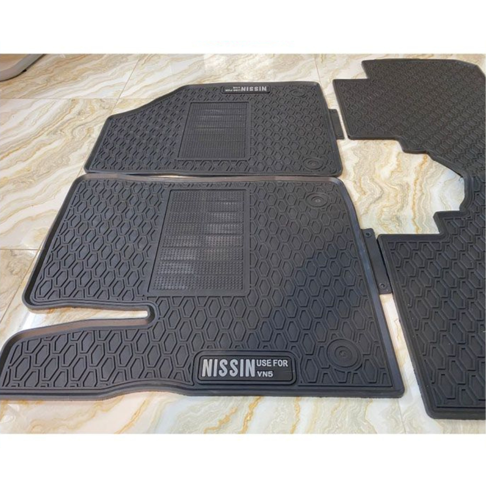 Thảm sàn cao su xe Vinfast VF5 2022 2023 2024 màu đen, cao su đúc ko mùi, giữ cho sàn xe luôn sạch sẽ