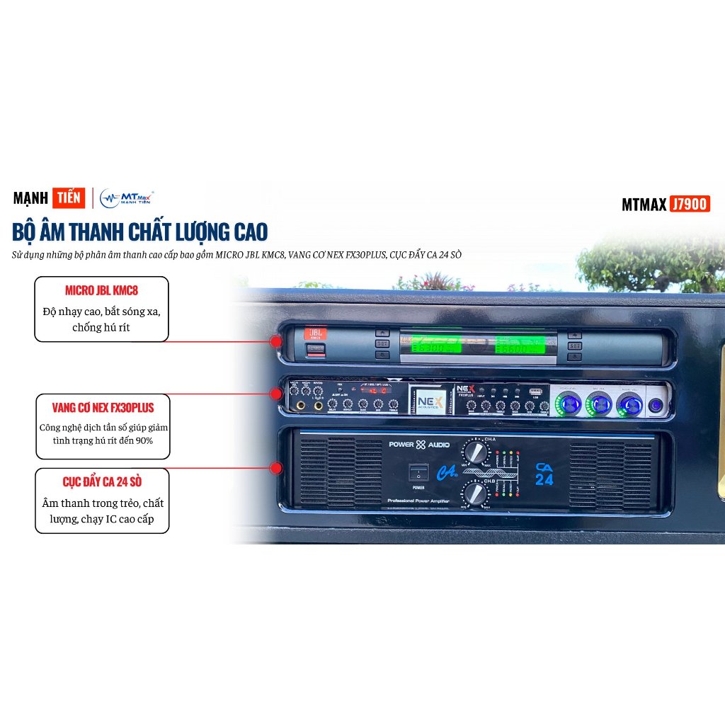 Loa Kéo Điện Cao Cấp MTMAX J7900 Bass Đôi 40cm –Combo Đẩy, Vang, Micro Âm Thanh Công Suất Lớn 1000 - 2000W, Bảo Hành 12T