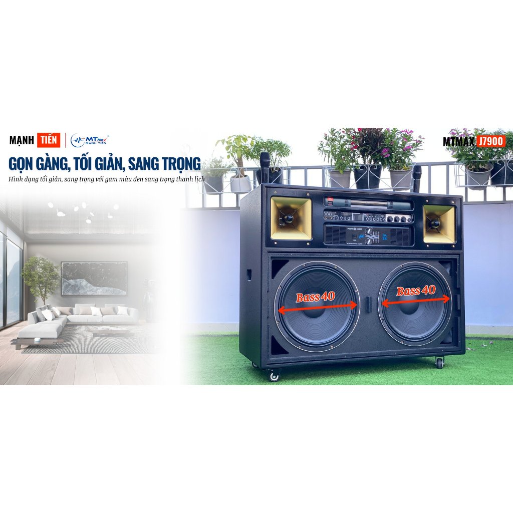 Loa Kéo Điện Cao Cấp MTMAX J7900 Bass Đôi 40cm –Combo Đẩy, Vang, Micro Âm Thanh Công Suất Lớn 1000 - 2000W, Bảo Hành 12T