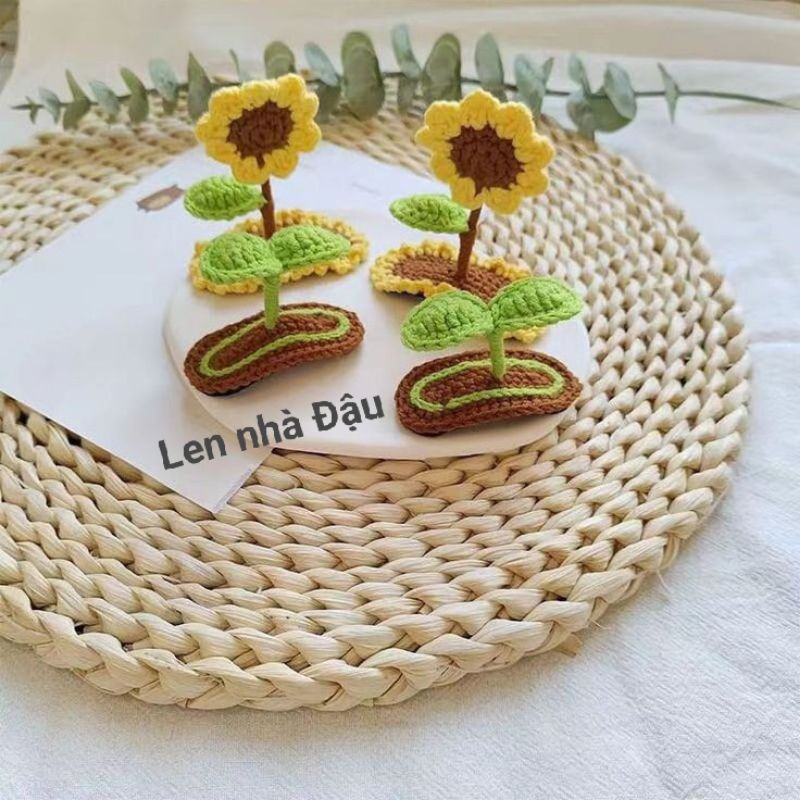 ẢNH THẬT - kẹp tóc mầm cây, hướng dương lên cuteee