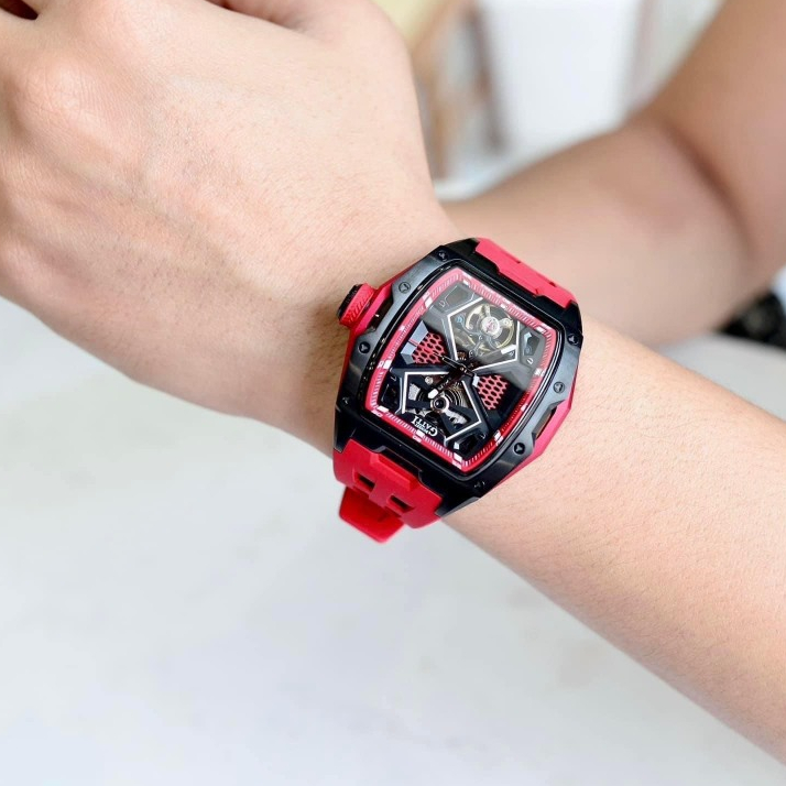 Đồng hồ nam máy cơ đeo tay cao cấp chống nước dây silicon Bonest Gatti size 45mm fullbox,shop kiwi