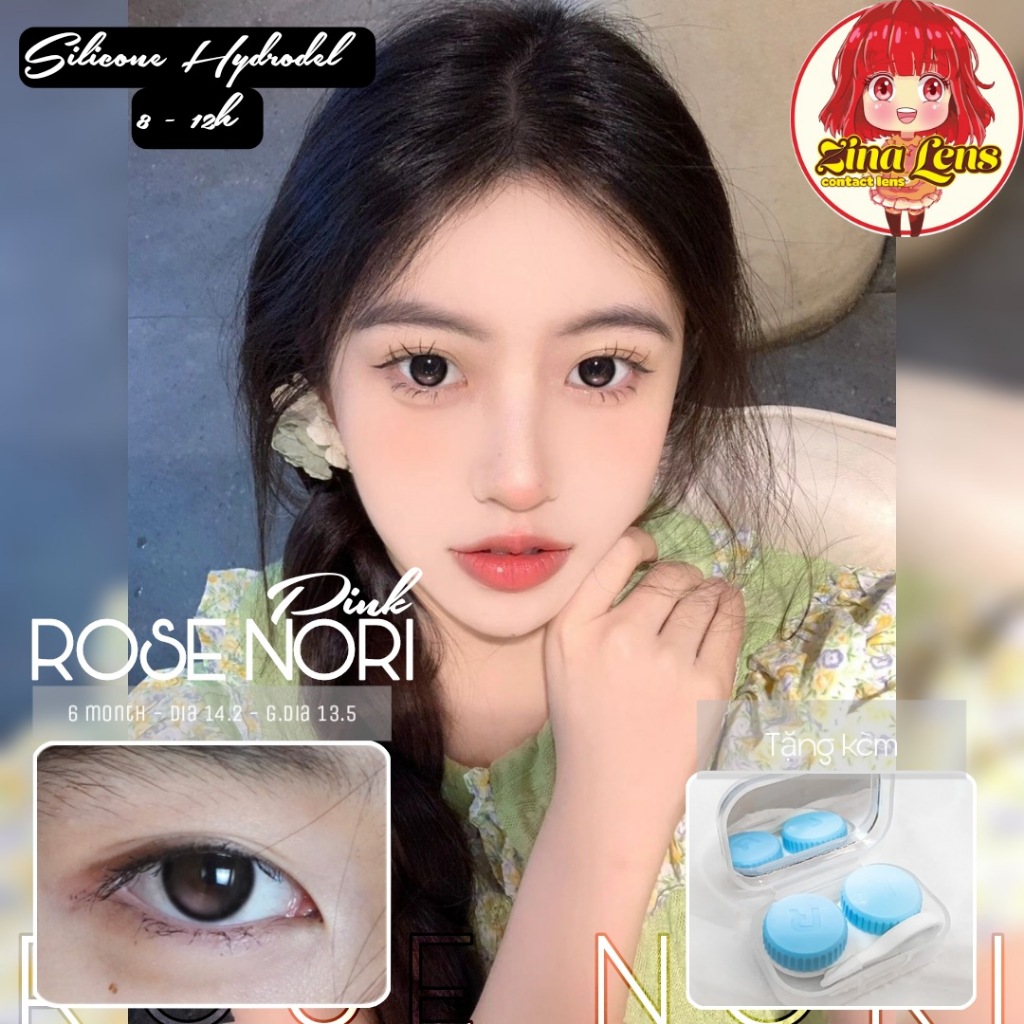 Lens 6 tháng Rose Nori Pink lens hiệu ứng phủ bóng Douyin