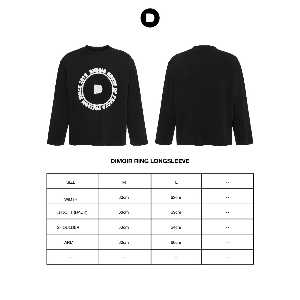 Áo thun DIMOIR tay dài RING màu đen/trắng