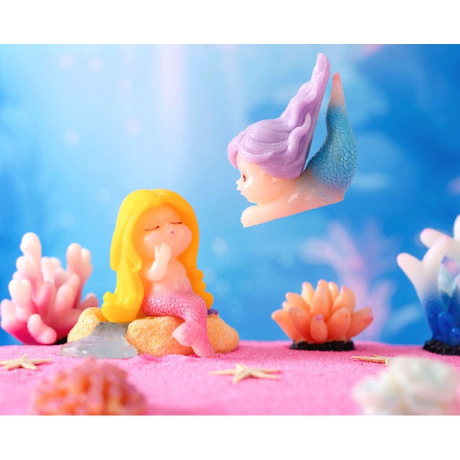 Mô hình rạn san hô, nàng tiên cá size mini trang trí tiểu cảnh bể cá, decor terrarium