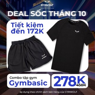 COMBO Set Đồ Tập Gym, Thể Thao Basic Thương Hiệu Gymwolf, Chất Vải Co Giãn 4 Chiều Mềm Mịn, Mát Mẻ
