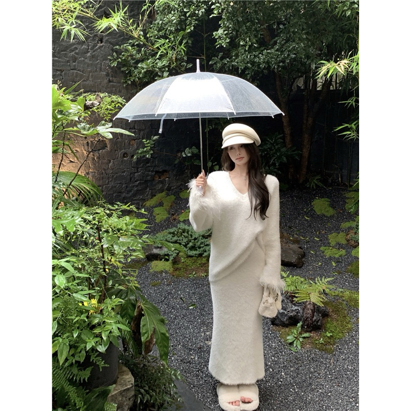 SET BỘ TRANG PHỤC LEN NỮ CHÂN VÁY ÔM DÁNG DÀI ULZZANG