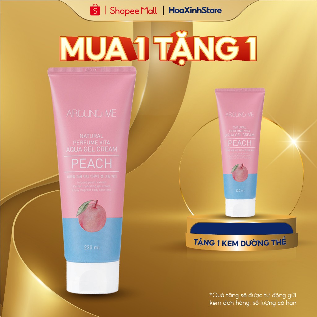 (CẬN DATE) Kem Dưỡng Thể Around Me Dạng Gel Chiết Xuất Trái Đào Vita Aqua Gel Body Cream Peach 230ml