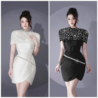 Đầm body choàng nữ hoàng kết ngọc pha lê