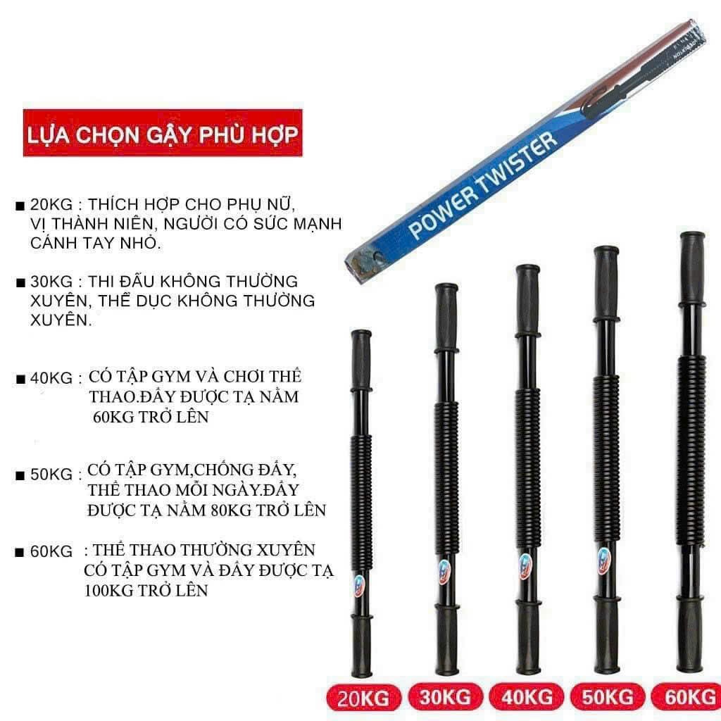 Gậy Lò Xo Tập Cơ Tay Power Twister Cao Cấp Đồ Long Đao 20kg 30kg 40kg 50kg 60kg Đàn Hồi Tốt Luyện Tập Thể Thao Tại Nhà