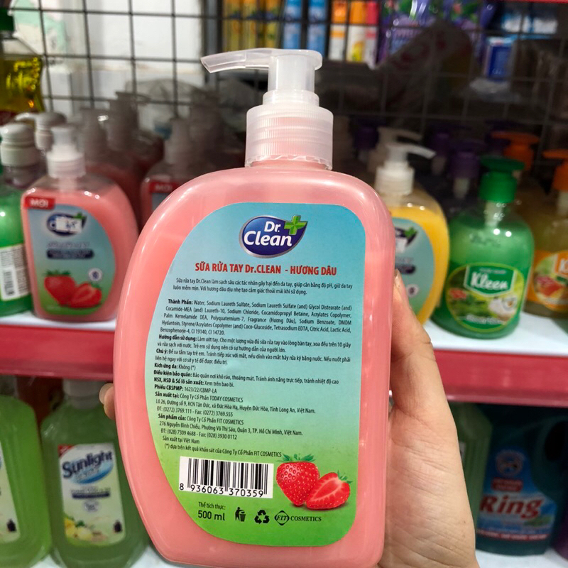 Nước rửa tay Dr.Clean 500ml hương dâu