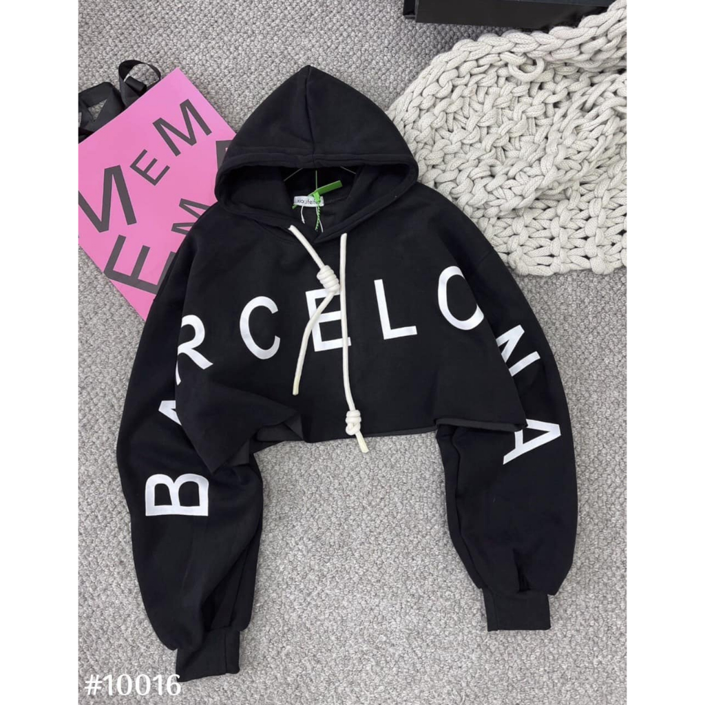 ÁO HOODIE CROPTOP CHỮ CÁ TÍNH