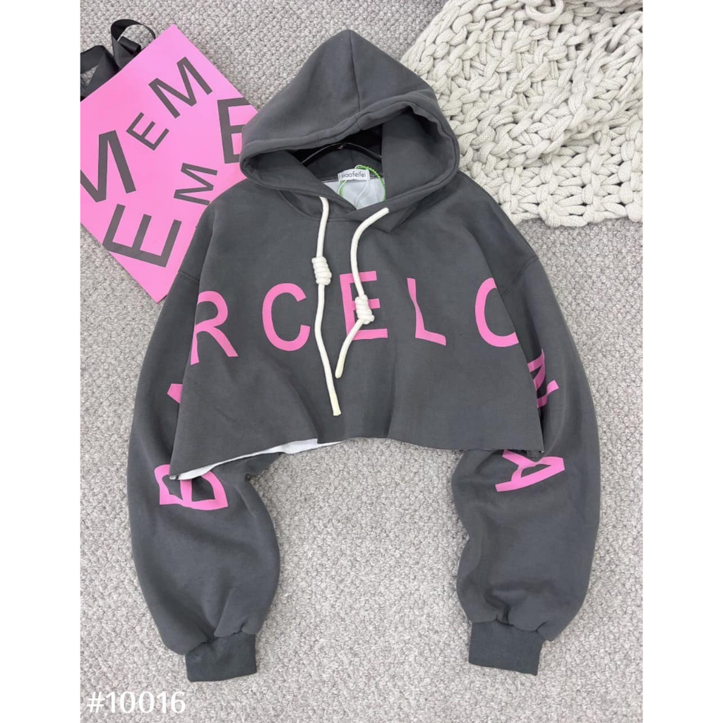 ÁO HOODIE CROPTOP CHỮ CÁ TÍNH