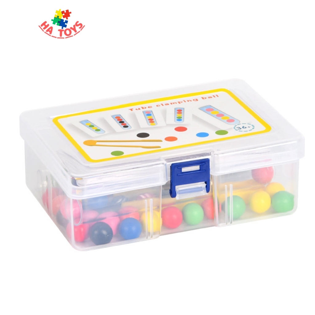 Trò chơi nhận biết, rèn luyện động tác tinh mắt, khéo tay HT1008 bằng các viên bi màu sắc và thử thách trên thẻ bài