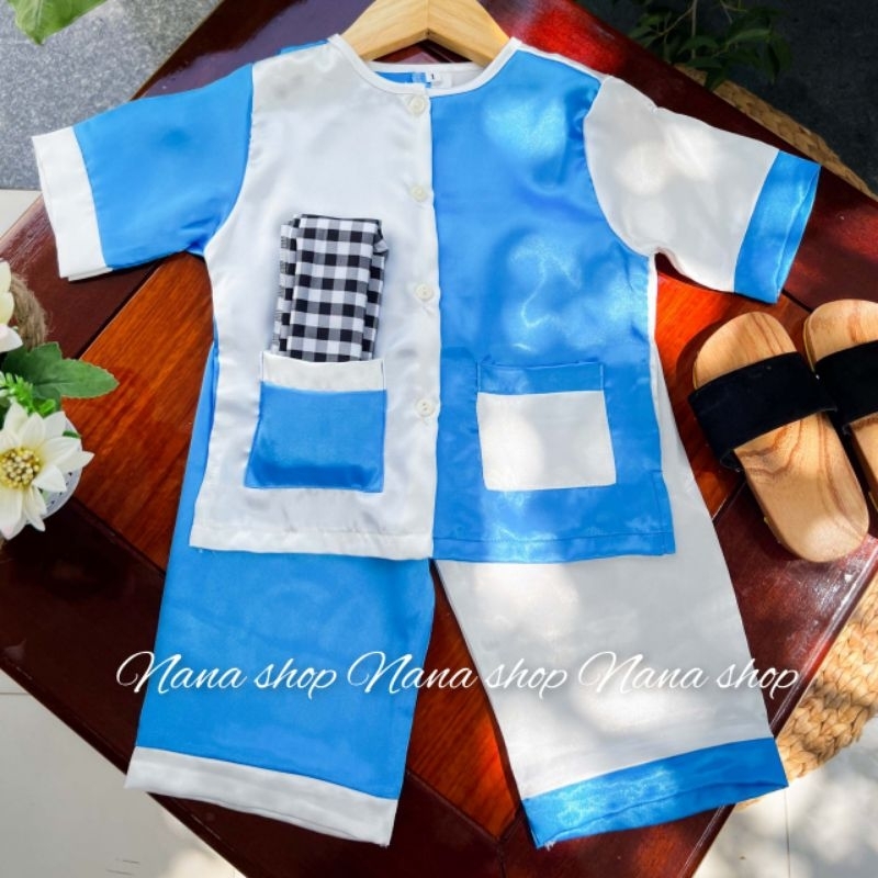 Bộ bà ba mẫu ghép bé trai bé gái size 8 - 25ky