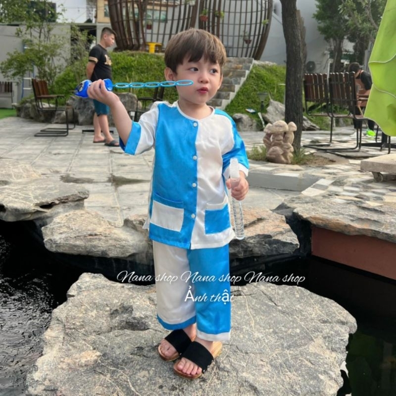 Bộ bà ba mẫu ghép bé trai bé gái size 8 - 25ky