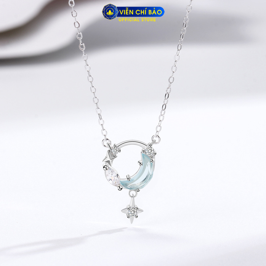 Dây chuyền bạc nữ mặt trăng tròn đá moonstone chất liệu bạc 925 thời trang phụ kiện trang sức Viễn Chí Bảo D400909