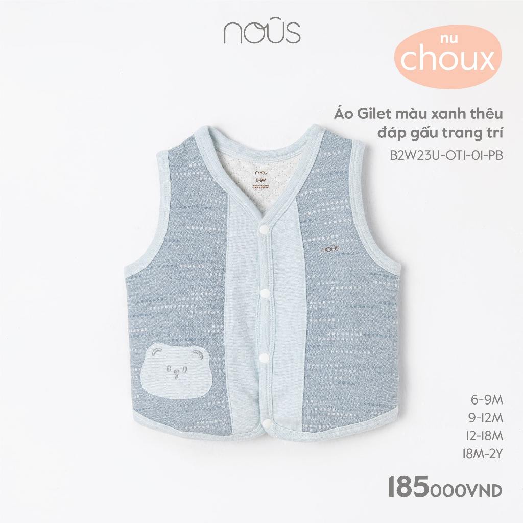 Áo khoác gilet Nous kẻ sóc hai màu, chất liệu Nu Choux Bé Trai Bé Gái từ 3-6 Tháng Đến 18-24 tháng