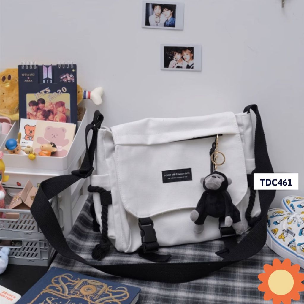 Túi đeo chéo, túi đeo vai vải canvas Hàn Quốc LOLITI TDC461