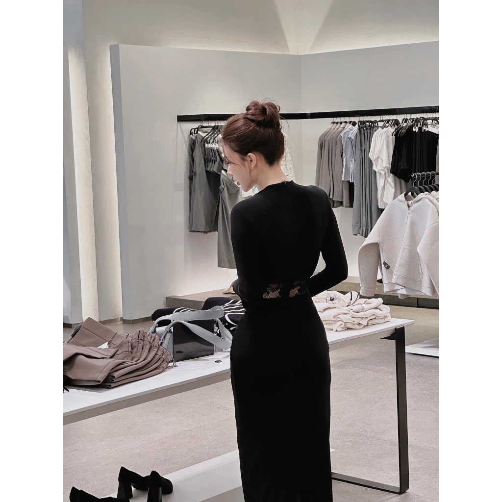 Váy body dáng dài 𝐁𝐀𝐆𝐄𝐎 cut-out phối ren eo so hot