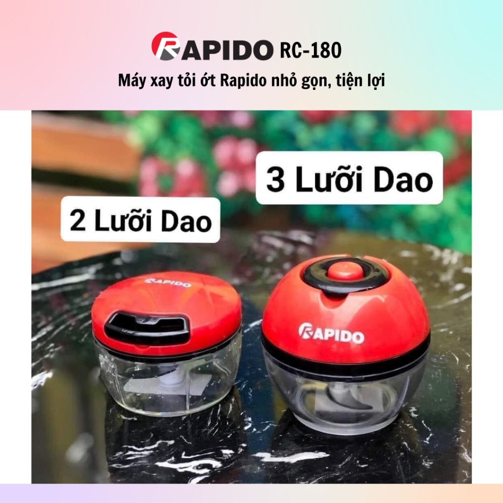 Máy xay tỏi ớt mini đa năng Rapido RC-2B/RC-3B (Dung tích 180ml) - 100% chính hãng