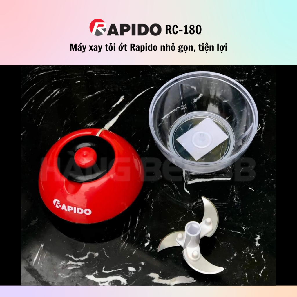 Máy xay tỏi ớt mini đa năng Rapido RC-2B/RC-3B (Dung tích 180ml) - 100% chính hãng