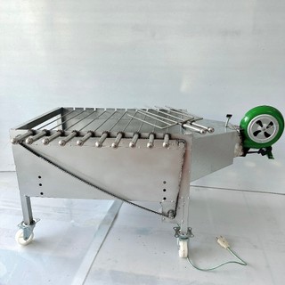 Máy nướng thịt, chả, gà vịt quay tự động 10 xiên thép - có quạt thổi - tặng kèm 2 xiên 3 và 10 xiên đơn inox