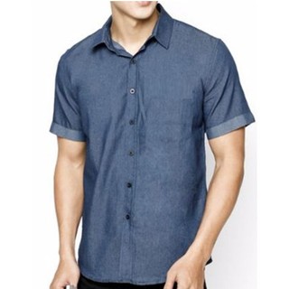 Áo sơ mi nam ngắn tay cổ sơ mi vải Denim