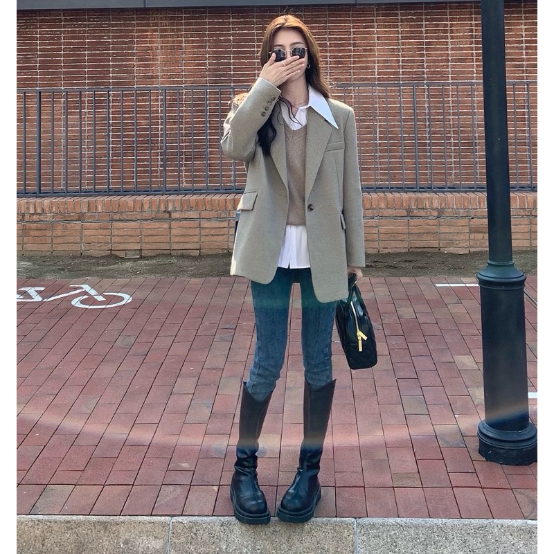 Áo blazer dạ Mulvan MV03 cao cấp phong cách Hàn Quốc trẻ trung